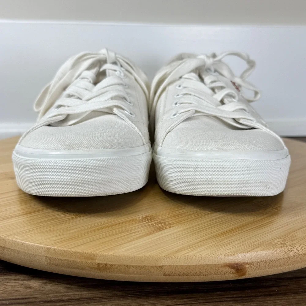 Taos Plim Soul Sneaker Womens 8.5 White Canvas Lace Up PLS-13644 Coastal Travel